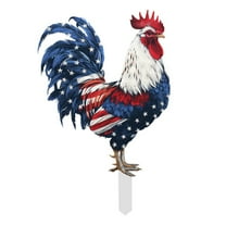4th of July Yard Decorations Outdoor - Patriotic Chicken Yard Signs with Stakes, 3D Independence Day Garden Decor for Patio, Lawn & Home, Cute Rooster Themed Party Supplies