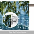 thumbnail image 6 of Summer Leaf Valance Curtain Watercolor Green Branch Blue Lake Water Country Window Valances Rod Pocket Short Curtains Window Treatments for Kitchen Bedroom Bathroom Laundry 60" x 18", 6 of 9