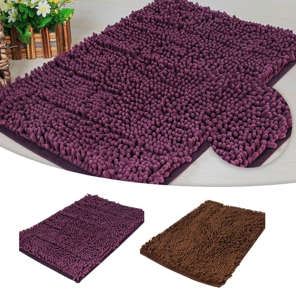 SugarBloom Chenille Bathroom Mat, Non-Slip Water-Absorbent Floor Mat for Household Doorway Bed Side, Machine Washable Rug for Bathroom Entry,Coffee