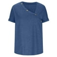 thumbnail image 4 of Elainilye Fashion Womens Tops Trendy Summer Loose Casual Solid Button Short Sleeve V-Neck Top Shirt Basic Tops,Blue, 4 of 6