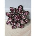 thumbnail image 2 of Rhinestone Pink/Purple Flower Brooch in pewter tone metal, 2 of 6