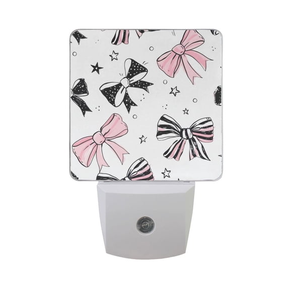 Bowknot Star Night Light 2 Pack LED Nightlight Plug into Wall Dusk to Dawn Sensor Soft White