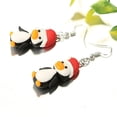 thumbnail image 4 of Pendientes colgantes de arcilla polimérica de aleación con dibujos animados para mujer (pingüino largo), 4 of 8