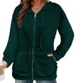 thumbnail image 4 of ALLLIST Long Sleeve Hoodies Women Waffle Knit Zip up Green Sweatshirt Solid Loose Comfortable Coat Sweatshirts for Women, 4 of 6