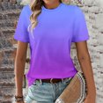 thumbnail image 2 of Tops for Women Gradient Printing Women's T-Shirts Crew Neck Activewear Short Sleeve Breathable Summer Tops Loose Thin Ladies Blouses Tees Tunic Casual Plus Size Clothing, 2 of 5