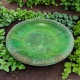 thumbnail image 2 of BIRDS and beyond 19" Dia Bright Green Fiber Clay Birdbath Bowl, 2 of 7