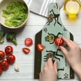 thumbnail image 3 of Prehistoric Cutting Board, Cartoon Dancing Natives Wearing Tribal Print, Decorative Tempered Glass Cutting and Serving Board, Wine Bottle Shape, Army Green Yellow, by Ambesonne, 3 of 5