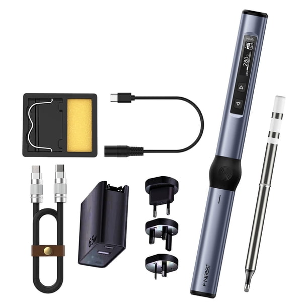 Mini soldador Digital, de pistola para soldar, ligero, portátil, Auto Sleep, 80-420 degreeC, bolígrafo para soldar, mantenimiento inteligente , Azul BC2 con PS