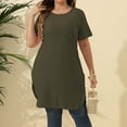thumbnail image 2 of Werulen Dresses for Women 2023, Side Slit Tshirt Dresses Summer Round Neck Short Sleeve Plus Size Knee-length Womans Dresses, 2 of 4