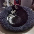 thumbnail image 7 of 35.4" Calming Dog Bed & Cat Bed, Anti-Anxiety Donut Dog Cuddler Bed, Warming Cozy Soft Dog Round Bed, Fluffy Faux Fur Plush Dog Cat Cushion bed up to 55lbs, for Medium and Large Dogs&Cats - Deep Gray, 7 of 7