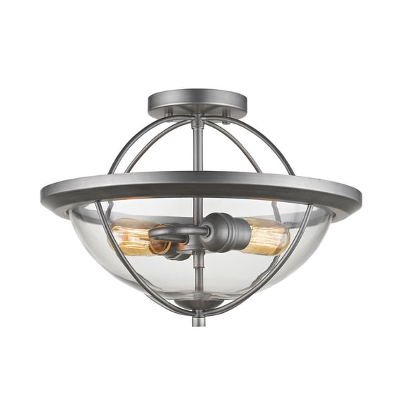 Z-Lite Persis 2 Light Semi Flush Mount in Clear and Old Silver