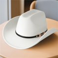 thumbnail image 3 of RUINIXCW Western Cowboy Hat for Men Women Cowgirl Hat Classic Felt Roll Up Fedora Hat with Buckle Belt Wide Brim Jazz Hat Themed Party Cap Wedding Party Costume, 3 of 8