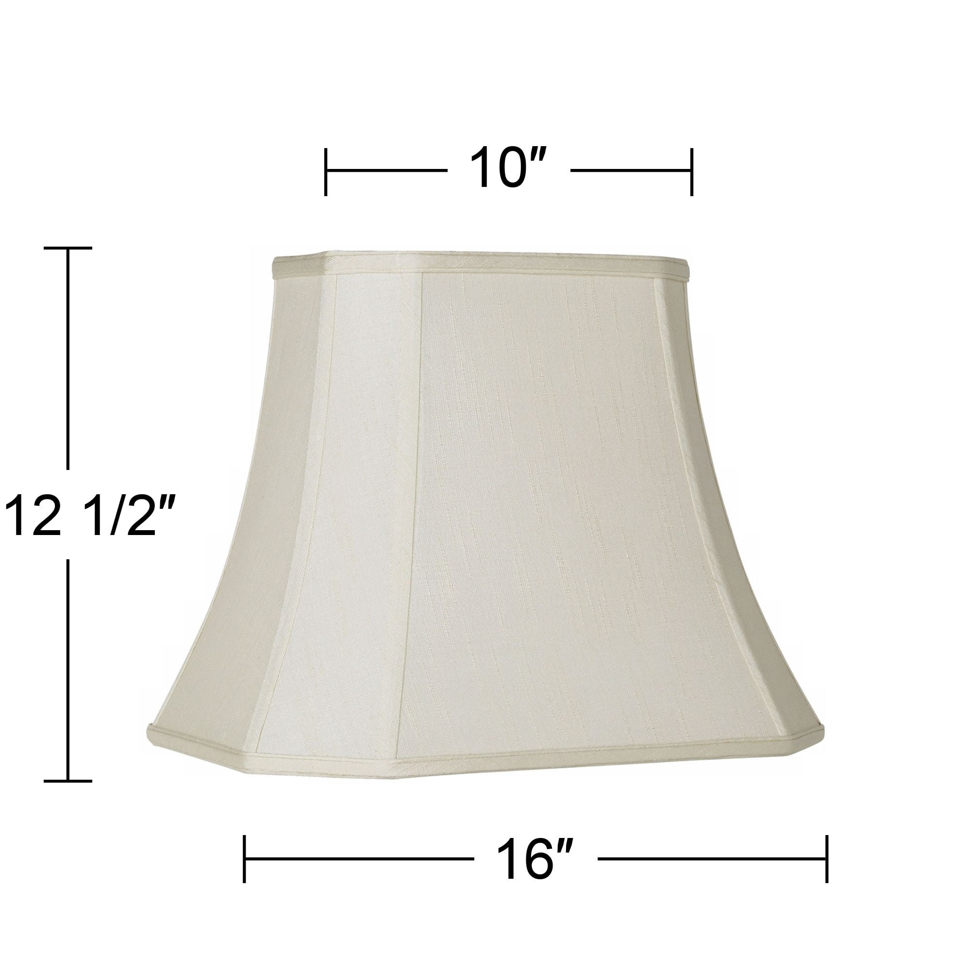 Imperial Shade Set of 2 Creme Medium Cut Corner Rectangular Lamp Shades 10" Top x 16" Bottom x 13" High (Spider) Replacement with Harp and Finial
