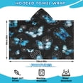 thumbnail image 2 of Black Blue Butterfly Dandelion Pattern Hooded Bath Towel，60"x35" for Ages 3 To 12 Kids, Quick Dry Lightweight Soft Microfiber Hood Beach Towel Cover Up for Kids, 2 of 7
