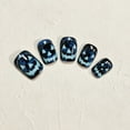 thumbnail image 6 of Press On Nails Short Square, Halloween Luminous Blue Pumpkin Resin Fake Nails, Glossy Glitter Stick On False Nails, Reusable Wearable Nail Tips for Women Girls Spooky Party Cosplay Manicure,24 Pcs, 6 of 7