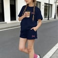 thumbnail image 2 of BLVB Girls Summer 2 Piece Outfits Kids Short Sleeve Oversized T Shirts and Shorts Clothing Sets 3-14 Years, 2 of 6