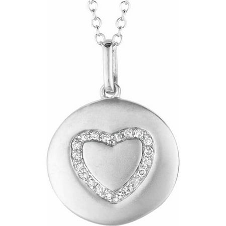 0.1 Carat T.W. Diamond Sterling Silver Round Heart Disc Pendant