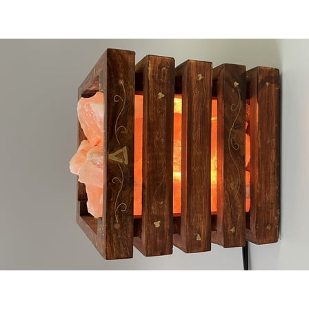 Wooden Basket Himalayan Pink Salt Lamp, Dimmable, Classic Design, Extra Pair of Bulb, Unique gift idea by Natureboost