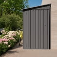 thumbnail image 6 of 4x9 FT Lean-to Metal Storage Shed with Windows & Ventilation, Single Door Outdoor Garden Tool Shed, Waterproof Sloping Roof for Backyard, Patio Gray, 6 of 7