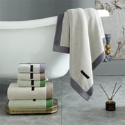 pstuiky Cotton Towel Set 1-Piece Quick-Dry Absorbent Brown/Gray/Green Bath Towel 27.56X55.12In & Washcloth 12.99X29.13In Home Use