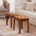 thumbnail image 6 of Upholstered Ottoman Stool with Padded Seat, Tufted Vanity Stool with Solid Wood Legs, Accent Stool, Faux Leather Cognac Brown, 6 of 11
