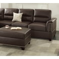 thumbnail image 2 of Living Room Furniture Modern Contemporary Espresso Faux Leather Sectional Sofa 3pcs Sectional Sofa Set Couch Cushion Pillows, 2 of 8