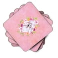 thumbnail image 2 of Standard White Poodle Pink Flowers Foam Coaster Set of 4, 2 of 4
