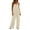 Beige, variant on Women's Casual Overalls Boho Floral Loose Wide Leg Jumpsuits Summer Pleated Outfits with Pockets
