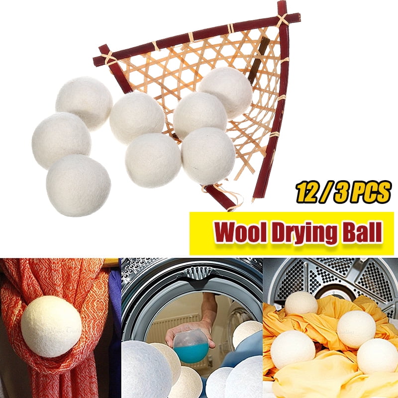 12/3 Pack 6cm Wool Ball Laundry Drying Ball Antistatic Drying Dryer
