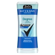 Degree 3in1 Total Protection Antiperspirant Deodorant for Women Anti Sweat, Odor and Stains, Clean 72-Hour Sweat & Odor Protection, 2.6 oz Twin Pack