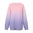 thumbnail image 5 of CLOISE Women Sweatshirt Gradient Pullover Sweatshirts Crew Neck Long Sleeve Hoodies Shirts Pink Drop Shoulder Basic Blouses Fall Soft Y2k Outfits XL, 5 of 5