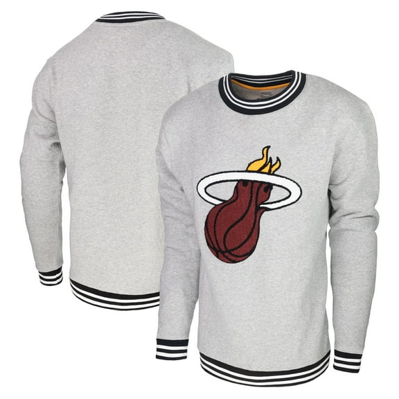 Men's Stadium Essentials Heather Gray Miami Heat Club Level Pullover Sweatshirt