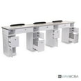 thumbnail image 3 of MAYAKOBA Sonoma Triple Manicure Table (With Vent Pipes) Nail Station for Beauty Salon Furniture & Equipment, Marble Top, Modern White/Silver, 3 of 4
