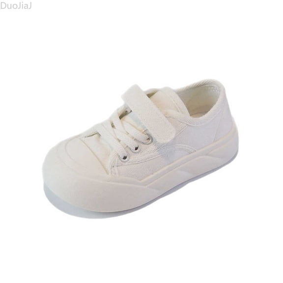 DuoJiaJ Girls Sneakers Canvas Low Top Casual Shoes For Kids Versatile Design Soft Sole Comfortable Athletic Footwear For Play Girls School Sports Shoes Size 11,White