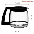 thumbnail image 4 of Jarra de vidrio de 14 tazas de repuesto para cafeteras Cuisinart Modelos DCC-2200RC, DCC-2200, DCC-2600, DCC-2800, DCC-3200, DCC-3200P1, DCC-3200FR, DCC-T20, DCC-1800FR, CBC-7400, CBC-7000PC, 4 of 7