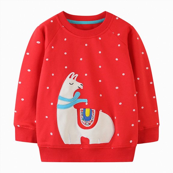 Splozh Girls Long Sleeve T Shirts 2T 3T 4T 5T 6T 7T Toddler Girl Sweatshirt Clothes Outfit Cotton Crewneck Clothing Graphic Tees,Red,6 Years