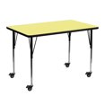 thumbnail image 1 of Mobile 30''W x 48''L Rectangular Yellow Thermal Laminate Activity Table - Standard Height Adjustable Legs, 1 of 3