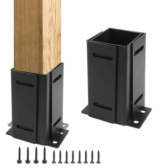 Post Base Kit Adjustable Post Bracket for Wood Posts Deck and Fence Stability