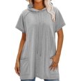 thumbnail image 3 of Sudadera tipo túnica con capucha KISSMODA Summer Tops para mujer, color gris S, 3 of 5