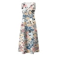thumbnail image 5 of VBVC Women's Floral V-Neck Maxi Dress,Sleeveless Button Detail Flowy Dress For Women,Ladies Summer A-Line Beach Boho Sundress with Pockets,Pink,S-5XL, 5 of 6