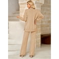 thumbnail image 6 of Pink Queen Women Knitted Outfits High Neck Sweater Wide Leg Pant Set 2 Pieces Sweatsuit, 6 of 7