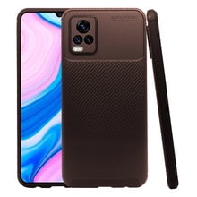 Funda de Silicon Uso Rudo Atti Rugged Carbon Vivo V20 Cafe 1pz Mas Mica 9D