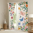 thumbnail image 3 of Manfei Kawaii Cartoon Butterflies Black Out Curtains,Green Leaves Multicolor Daisy Curtains Pack of 2 (42x63 Each),Pink Green Bedroom Curtains For Teens Girls,Uper Cozy Room Decor, 3 of 6