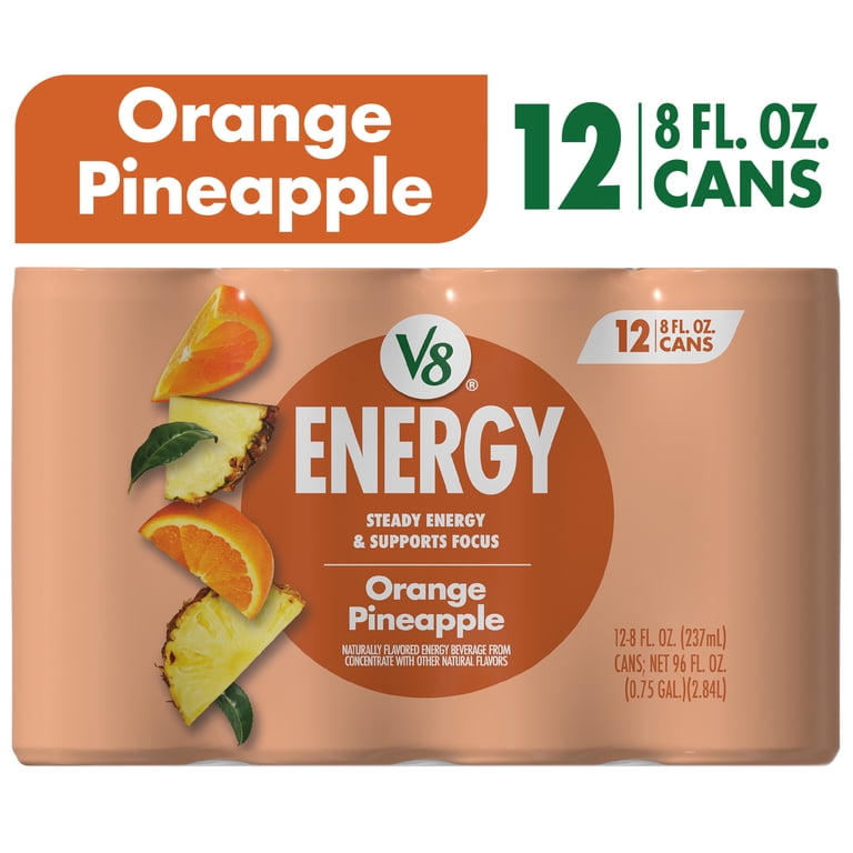V8 Energy Orange Pineapple, 8 fl oz Cans, 24 Pack (2 Pack Bundle) photo 2