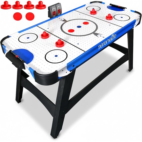 SereneLife Powered Air Hockey Table, 4.5 ft 54’’ Sports Arcade Games, with Complete Accessories