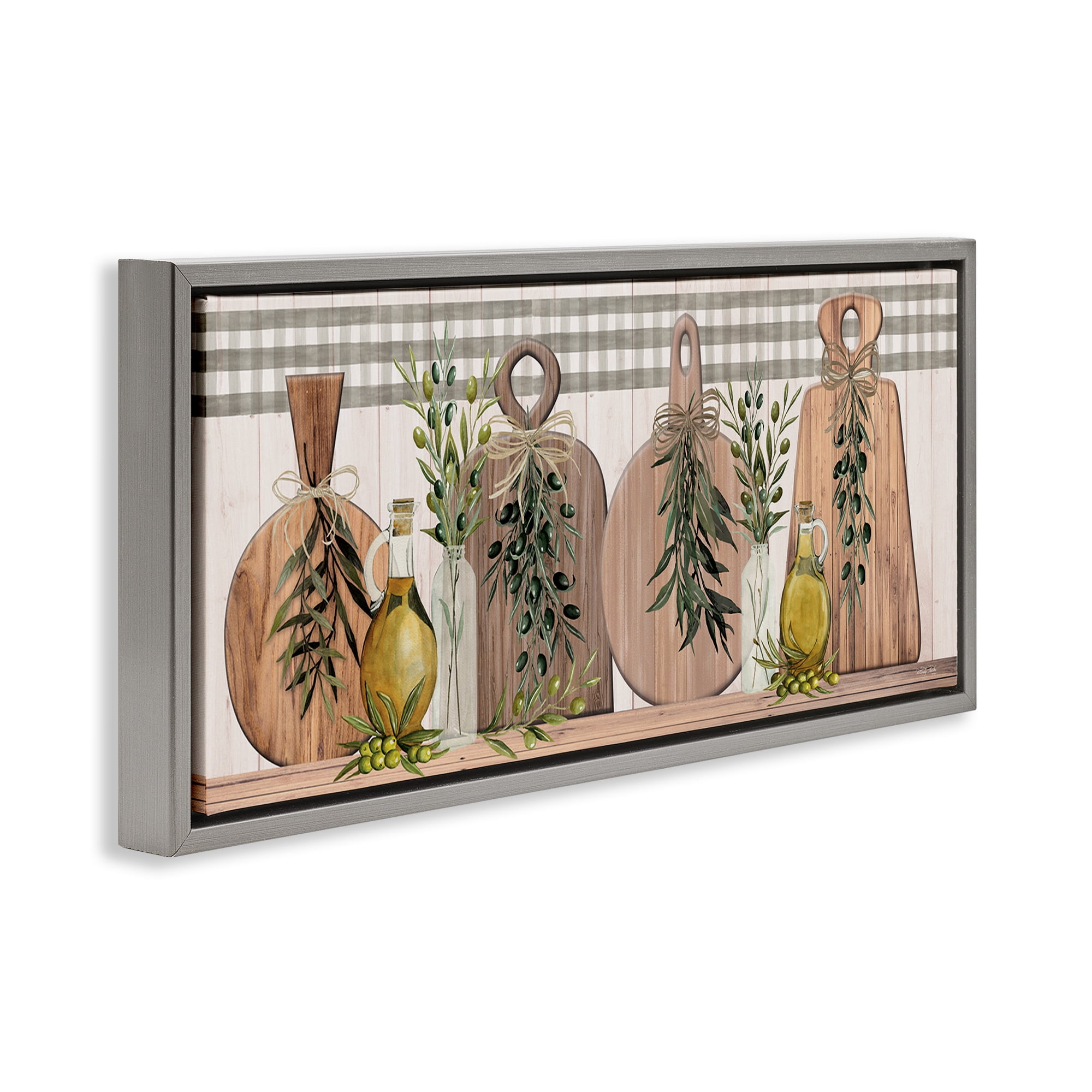 Stupell Industries Rustic Cutting Boards Food & Beverage Painting Gray Floater Framed Canvas Art Print Wall Art, 31 x 14
