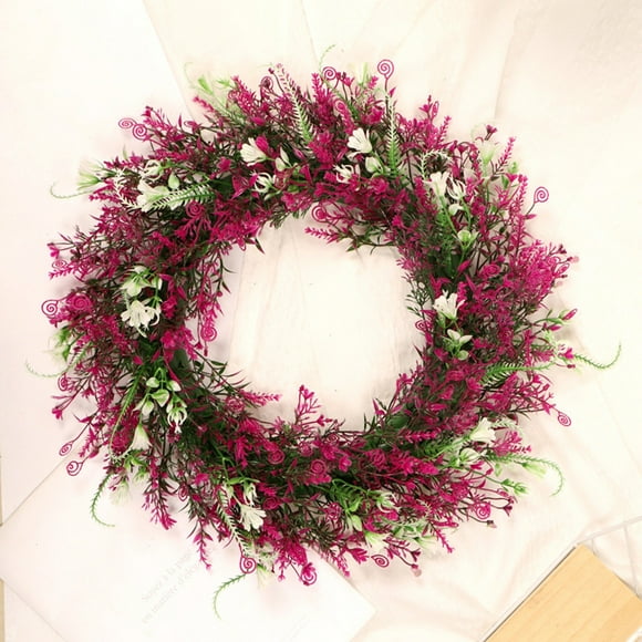 EGNMCR Garlands for Decoration, Wreaths for Front Door 45cm Spring Leaf Wreath Plastic Artificial Plant Home Decoration Wreath Front Door wreath wreath