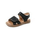 thumbnail image 4 of Fesfesfes Girls' Hollow Flower Sandals Princess Soft Soled Open Toe Casual Beach Shoes Summer Breathable Non-Slip Flat Sandals for School Party Outdoor Walking Shoes(Black,18 Months), 4 of 7