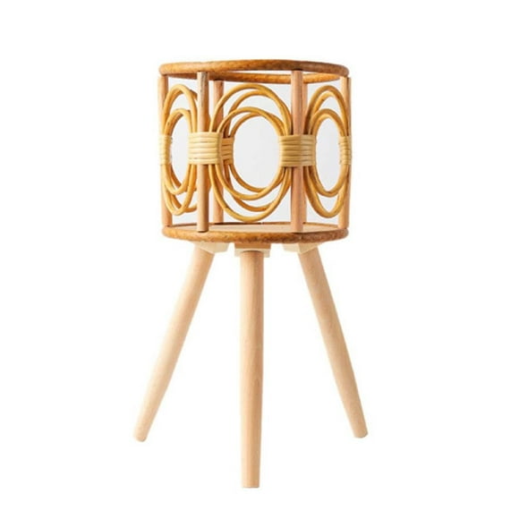 Rattan Plant Stand Indoor Outdoor - 1Rattan Wicker Planter Shelf for Multiple Plants, Mid Century Modern Wooden Flower Pot Holder with Stand, Farmhouse Home Decor for Living Room, Corner, Tabletop