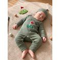 thumbnail image 5 of RUINIXCW Mama's Boy Outfit Newborn Baby Boy Hospital Coming Home Outfit Waffled Romper Infant Baby Girls Fall Winter Clothes Long Sleeve Jumpsuit Hat Set, 5 of 9